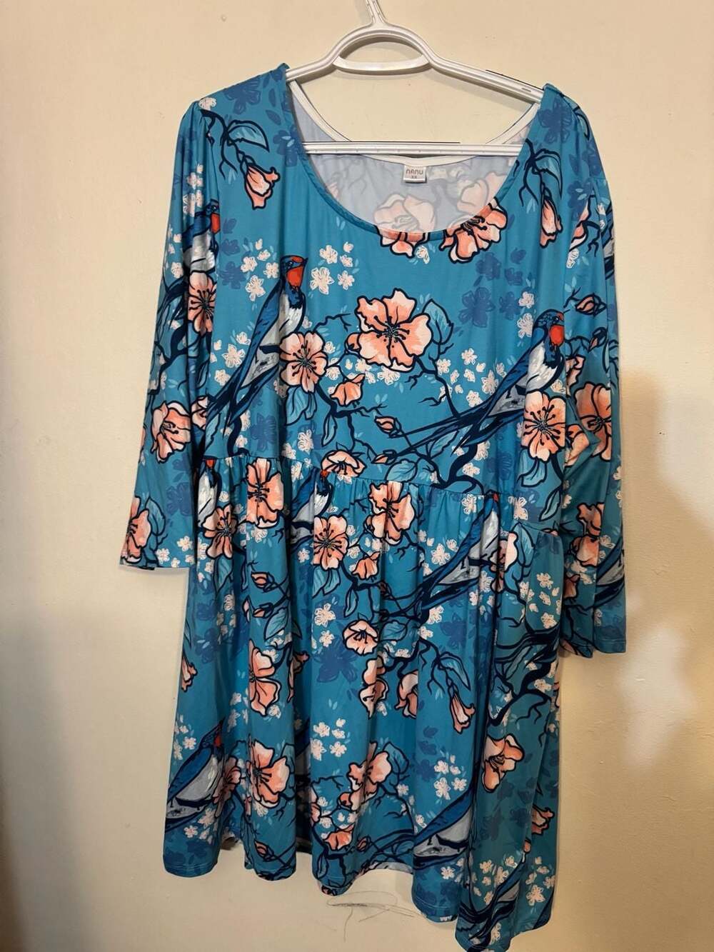 Nanu Floral Bird Print Drop Waist Dress Size 3X